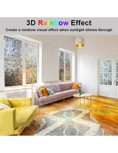 Película de Privacidad Arcoíris ZHMRROAD 44.5x200 cm PVC Película de Privacidad Arcoíris ZHMRROAD 44.5x200 cm PVC