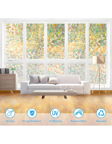 Película de Privacidad Arcoíris ZHMRROAD 44.5x200 cm PVC