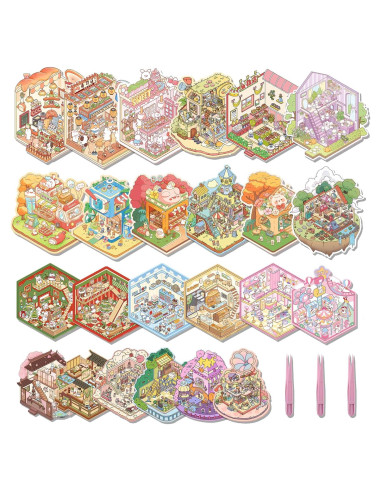 24 Sets de Pegatinas 3D DIY Aifong para Alivio de Estrés