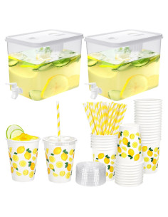 Paquete de 2 dispensadores de bebida Kochorie 8.8L con 50 tazas