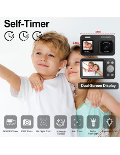 Cámara Digital Uziikl CS03 5K 80MP Pantalla Dual Zoom 18x 2