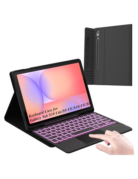 Funda de Teclado Retroiluminado DOMEUN para Samsung Tab S10 Lite/S9 FE