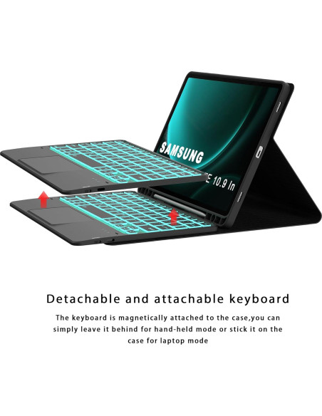 Funda de Teclado Retroiluminado DOMEUN para Samsung Tab S10 Lite/S9 FE