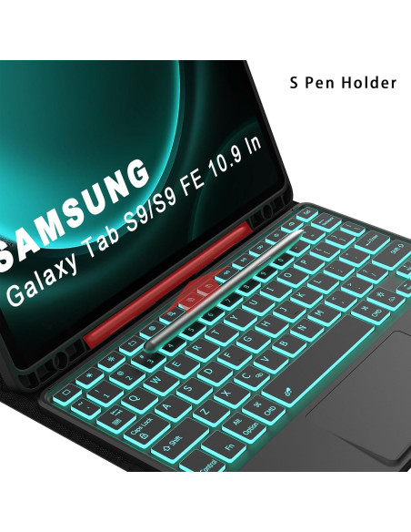 Funda de Teclado Retroiluminado DOMEUN para Samsung Tab S10 Lite/S9 FE