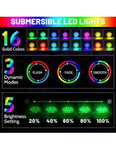 Luces LED Submarinas YiaMia - 2 PCS RGB a Batería con Control Remoto 2