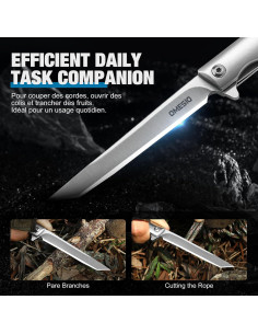 Cuchillo Plegable Omesio M390 Tanto 8.81 cm Acero Inoxidable 2