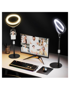 Luz de Anillo Evershop 7" Ajustable para Escritorio con Soporte