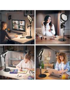 Luz de Anillo Evershop 7" Ajustable para Escritorio con Soporte 2