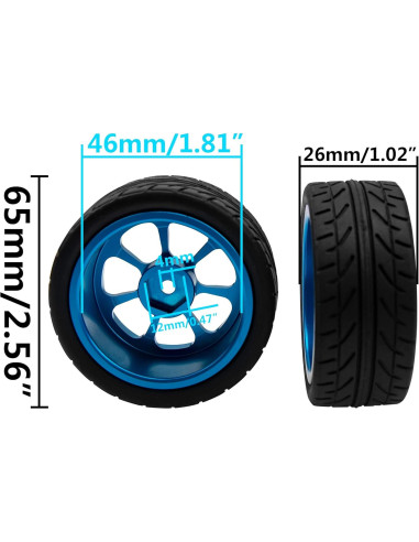 Aros de Rueda 12mm HIRCQOO con Neumáticos 65mm para RC