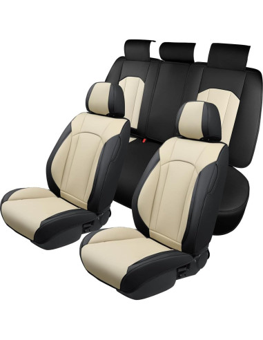 Fundas de Asiento de Coche FREESOO Juego Completo Cuero Sintético