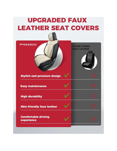 Fundas de Asiento de Coche FREESOO Juego Completo Cuero Sintético