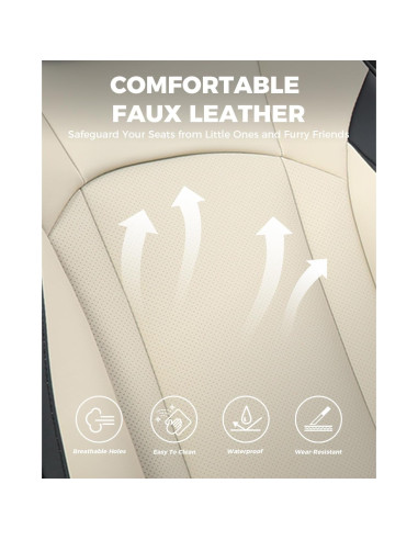 Fundas de Asiento de Coche FREESOO Juego Completo Cuero Sintético