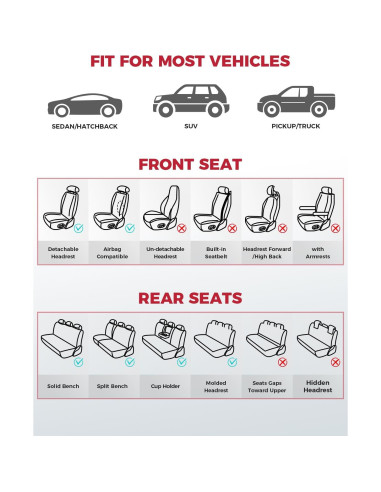 Fundas de Asiento de Coche FREESOO Juego Completo Cuero Sintético
