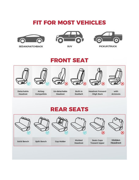 Fundas de Asiento de Coche FREESOO Juego Completo Cuero Sintético Fundas de Asiento de Coche FREESOO Juego Completo Cuero Sintético