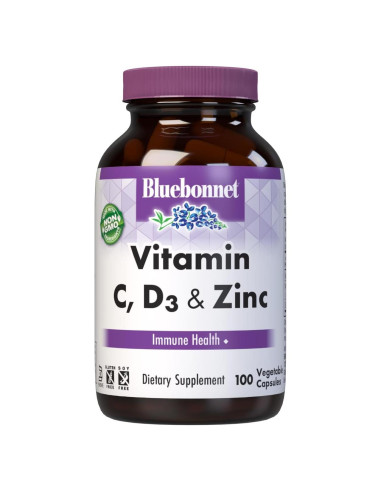 Vitaminas C, D3 y Zinc Bluebonnet 100 cápsulas vegetales