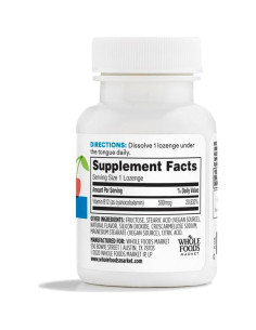Vitamina B12 500mcg 365 Whole Foods - Vegano, Sabor Cereza, 50 Tabletas 2
