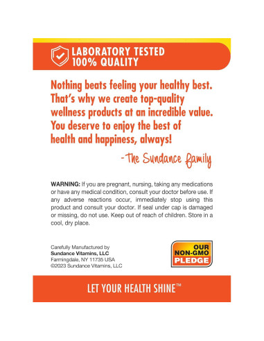 Suplemento Zinc Absorbible Sundance 50mg + Vitamina C 90mg