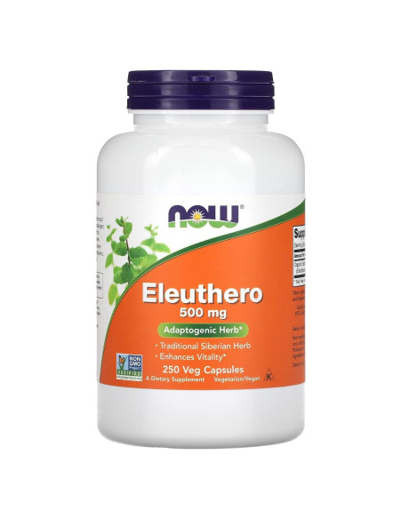 Eleuthero 500mg Now Foods 250 Cápsulas Adaptógeno