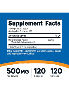 Suplemento Nutricost Baikal Skullcap 500mg 120 Cápsulas Vegetarianas 2