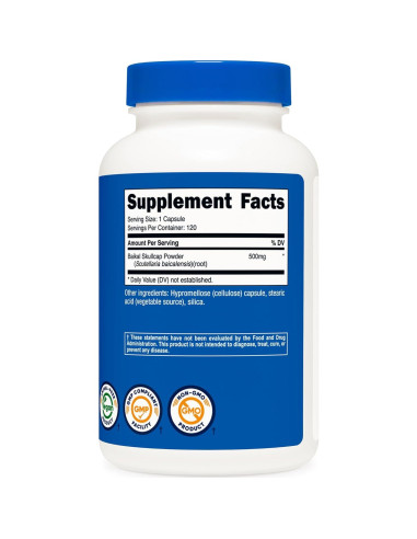 Suplemento Nutricost Baikal Skullcap 500mg 120 Cápsulas Vegetarianas