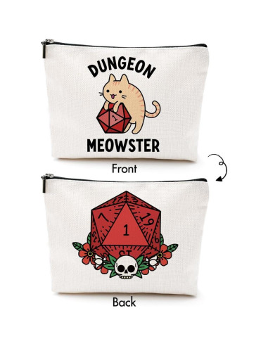 Bolsa de Maquillaje LONGXIN Gato Dados 22.86x17.78 cm