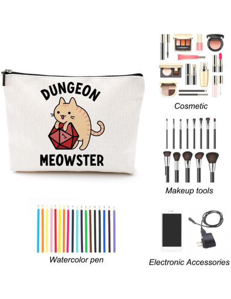 Bolsa de Maquillaje LONGXIN Gato Dados 22.86x17.78 cm Bolsa de Maquillaje LONGXIN Gato Dados 22.86x17.78 cm