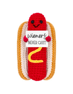 Perro Caliente de Crochet A_AIFAMY con Mensaje Positivo