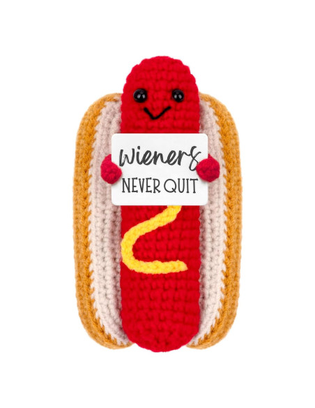 Perro Caliente de Crochet A_AIFAMY con Mensaje Positivo