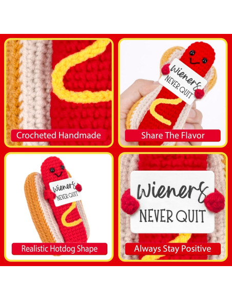 Perro Caliente de Crochet A_AIFAMY con Mensaje Positivo