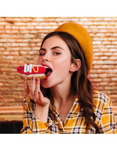 Perro Caliente de Crochet A_AIFAMY con Mensaje Positivo