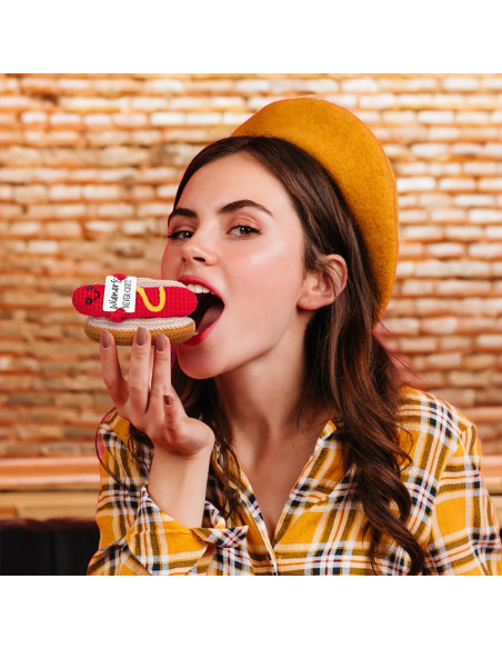 Perro Caliente de Crochet A_AIFAMY con Mensaje Positivo