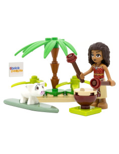 Figura de Moana LEGO con Pua, tambor y tabla de surf