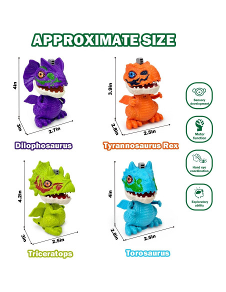 Juguetes Dinosaurios Leetous Paquete 4 Figuras Educativas