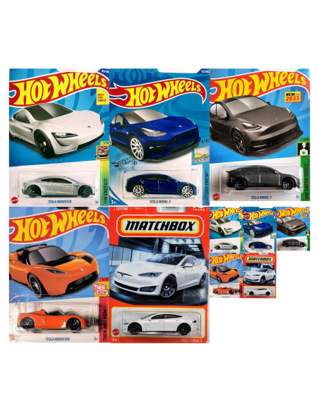 Conjunto Hot Wheels Matchbox Tesla 1:64 - Modelos Premium