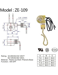 Interruptor de Ventilador de Techo Zing Ear ZE-109 2 Unidades 2