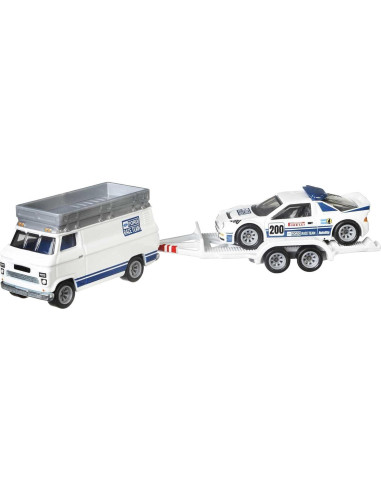 Transportador Hot Wheels GTT28 a escala 1:64 con coche