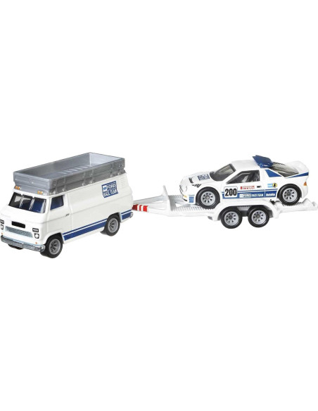 Transportador Hot Wheels GTT28 a escala 1:64 con coche Transportador Hot Wheels GTT28 a escala 1:64 con coche