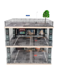 Caso de Exhibición Kivcmds 1:18 con Escena de Estacionamiento