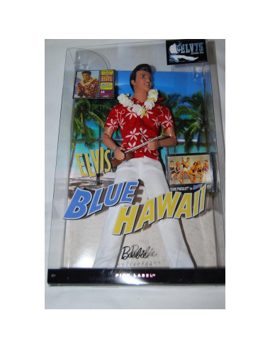 Muñeca Barbie Elvis Presley Azul Hawaii Mattel 33.5x20.8cm