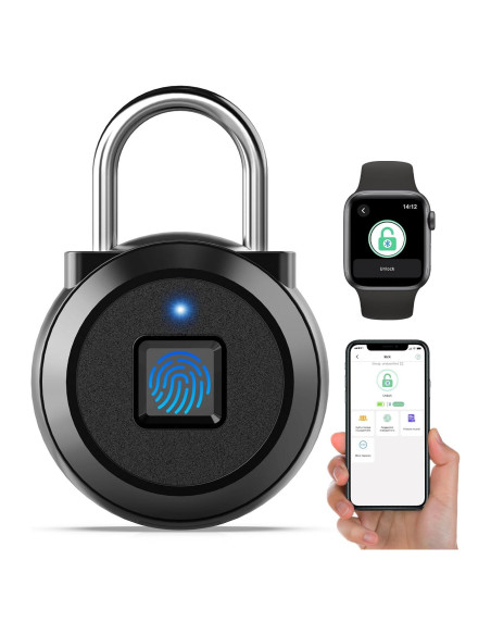 Candado Biométrico eLinkSmart Negro para Taquilla de Gimnasio