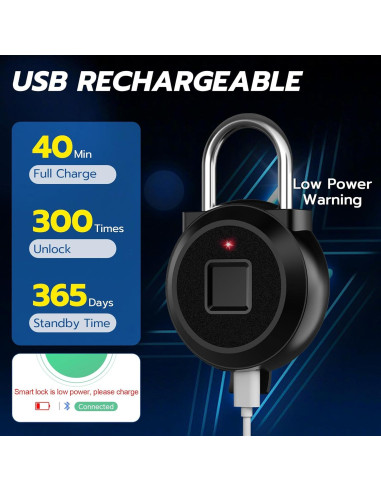 Candado Biométrico eLinkSmart Negro para Taquilla de Gimnasio