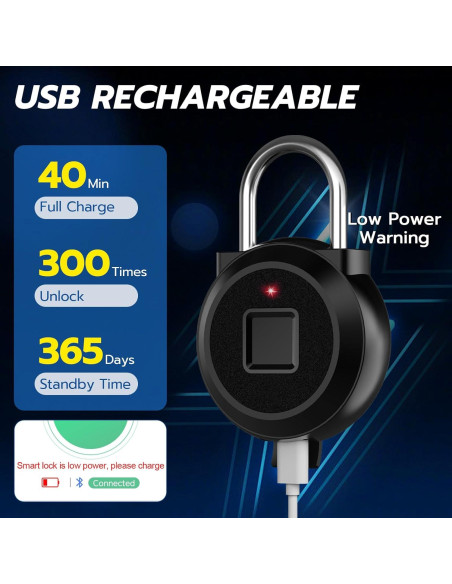 Candado Biométrico eLinkSmart Negro para Taquilla de Gimnasio