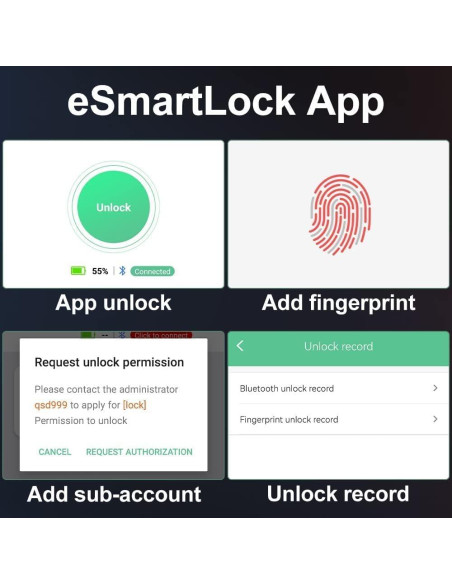 Candado Biométrico eLinkSmart Negro para Taquilla de Gimnasio