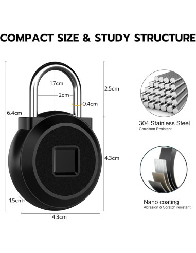 Candado Biométrico eLinkSmart Negro para Taquilla de Gimnasio