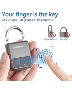 Candado Biométrico Newisdomake Gris con Huella Dactilar 2