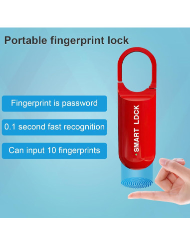 Candado Biométrico Decruil Huella Dactilar Recargable Negro