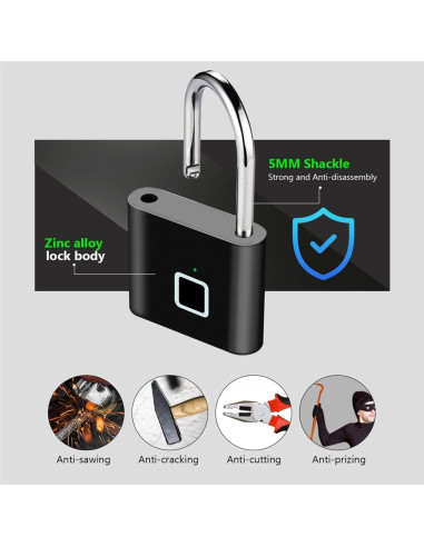Candado Biométrico de Huellas Dactilares Genérico Negro