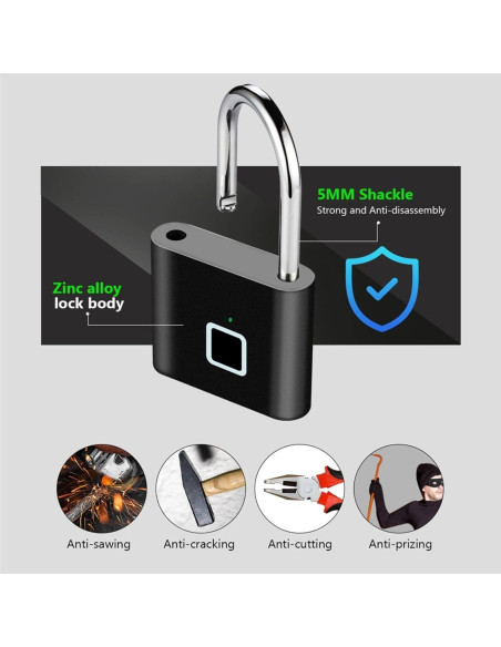 Candado Biométrico de Huellas Dactilares Genérico Negro