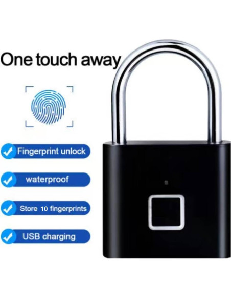 Candado Biométrico de Huellas Dactilares Genérico Negro