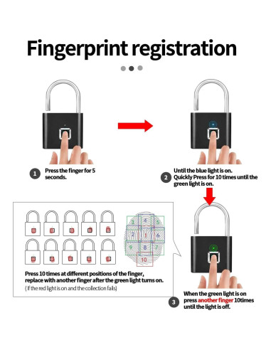 Candado Biométrico de Huellas Dactilares Genérico Negro